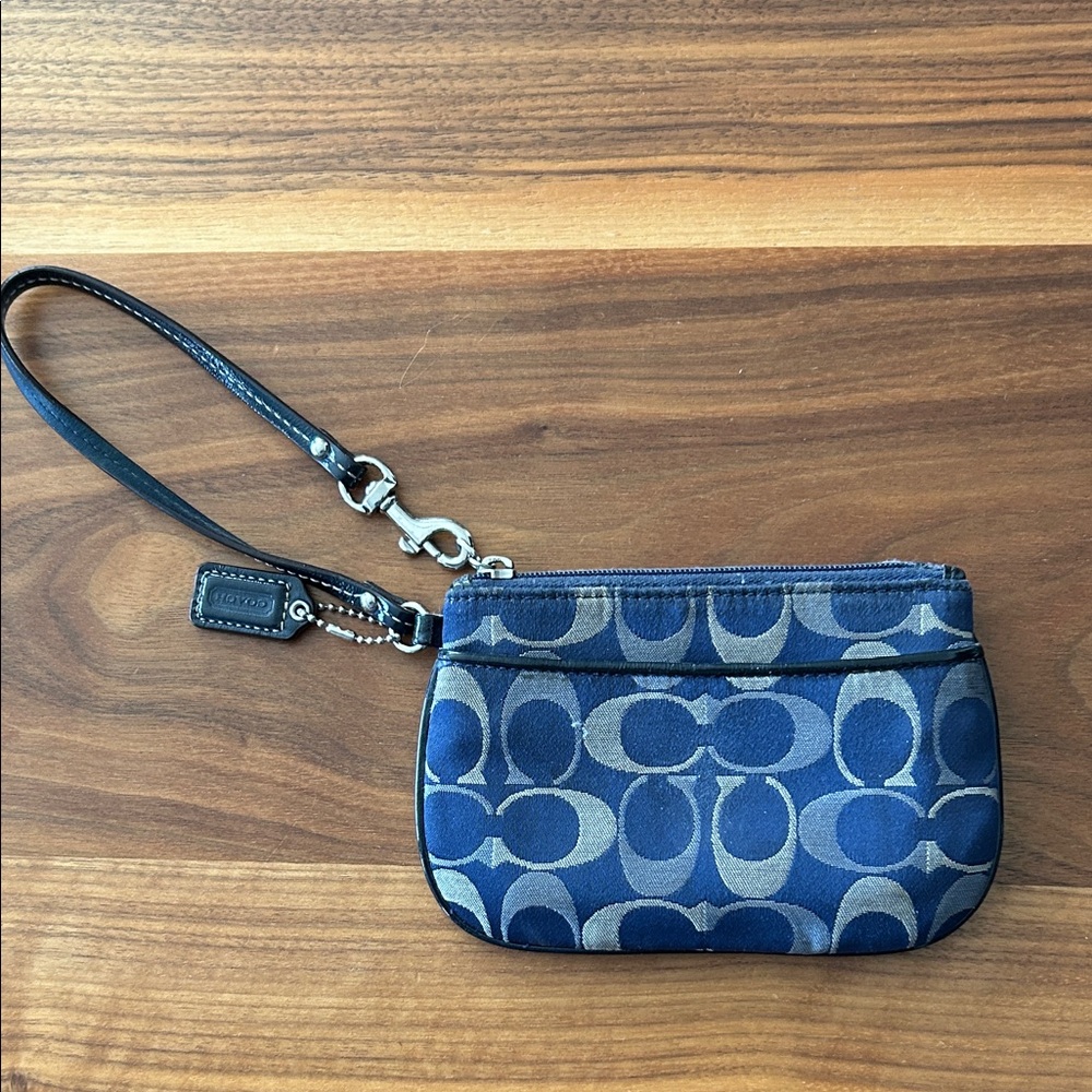 Coach Blue and Black Patterned Wristlet